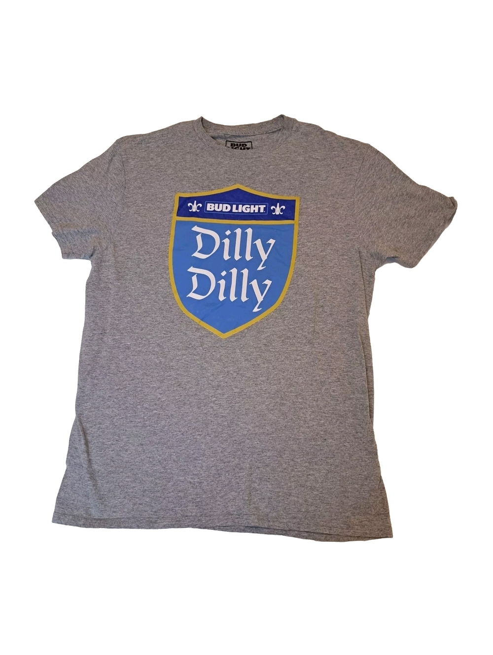 Bud Light Dilly Dilly Mens Gray Short Sleeve Pullover Graphic T Shirt Size M
